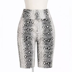 n:PHILANTHROPY 0/2 Bike Shorts  Black and White Snake Print Luxury Workout